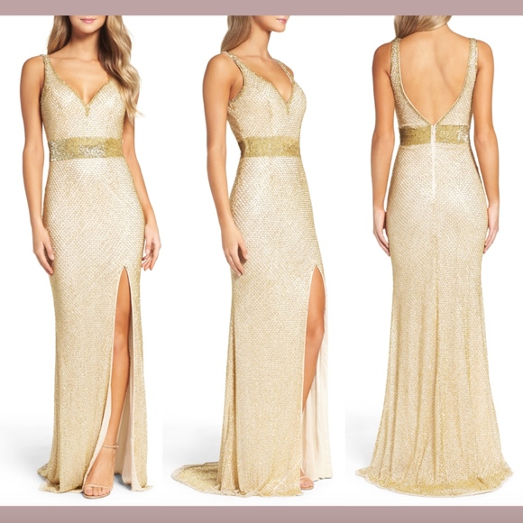 beaded mesh gown mac duggal